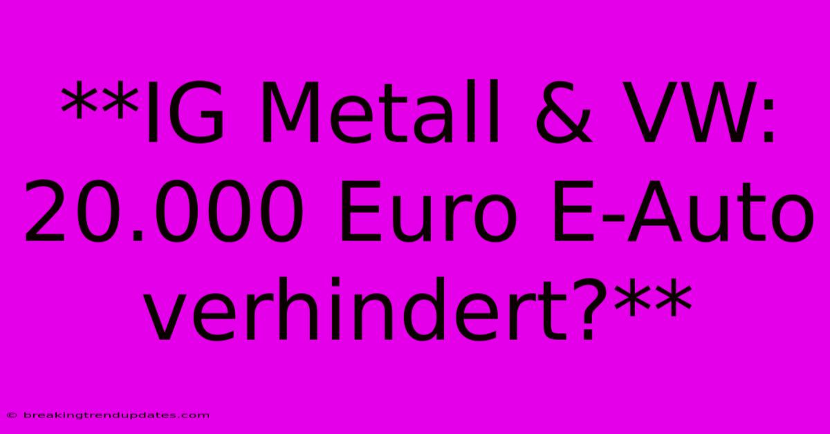 **IG Metall & VW: 20.000 Euro E-Auto Verhindert?**