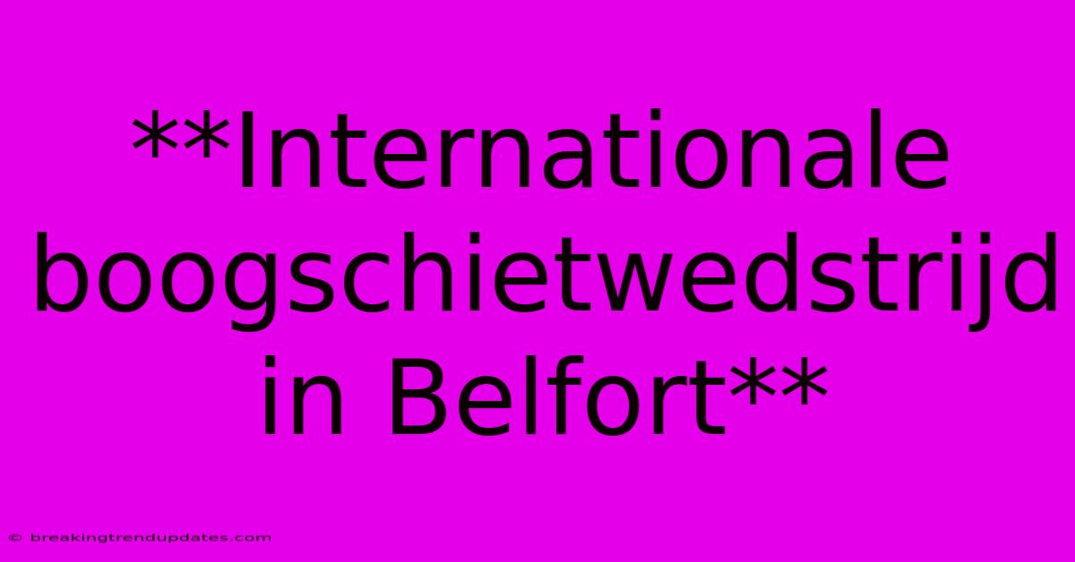 **Internationale Boogschietwedstrijd In Belfort**
