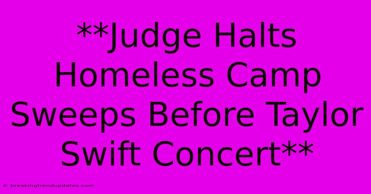 **Judge Halts Homeless Camp Sweeps Before Taylor Swift Concert**