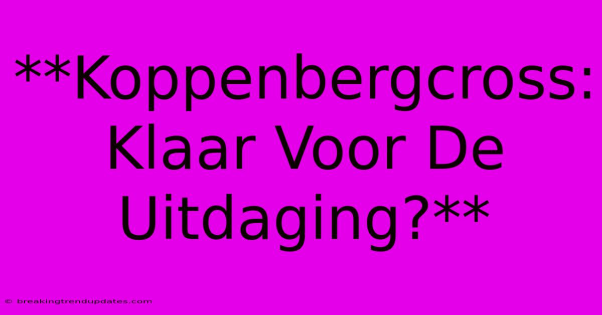 **Koppenbergcross: Klaar Voor De Uitdaging?**