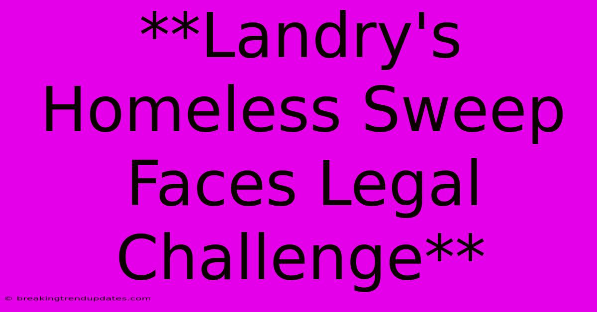 **Landry's Homeless Sweep Faces Legal Challenge**