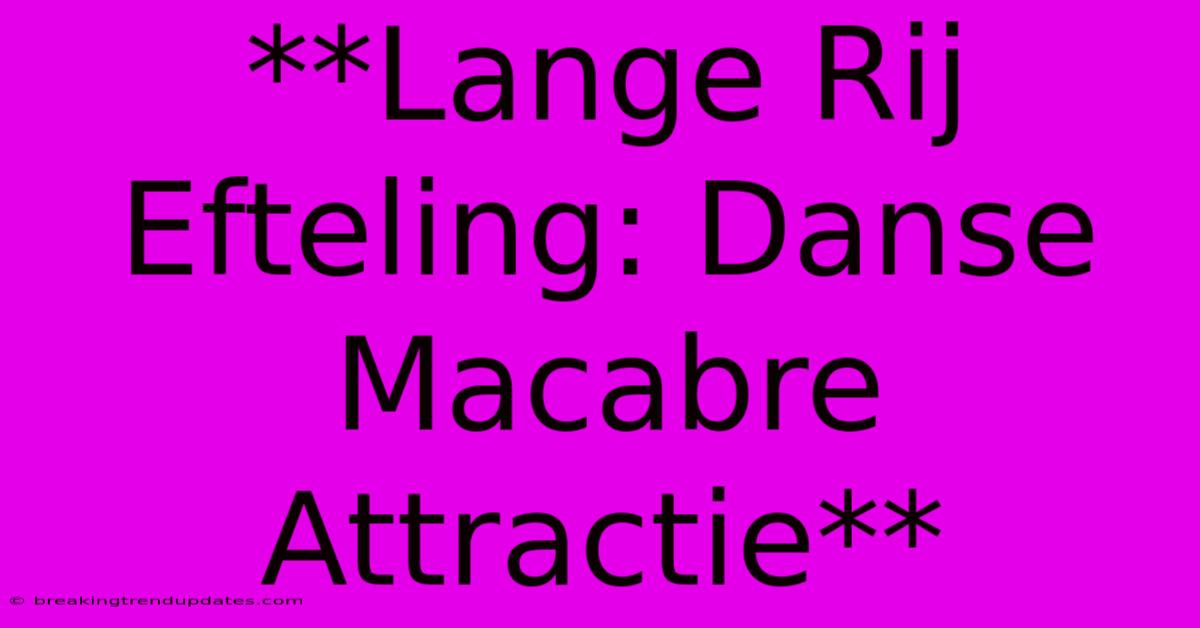 **Lange Rij Efteling: Danse Macabre Attractie** **Lange Rij Efteling: Danse Macabre Attractie**