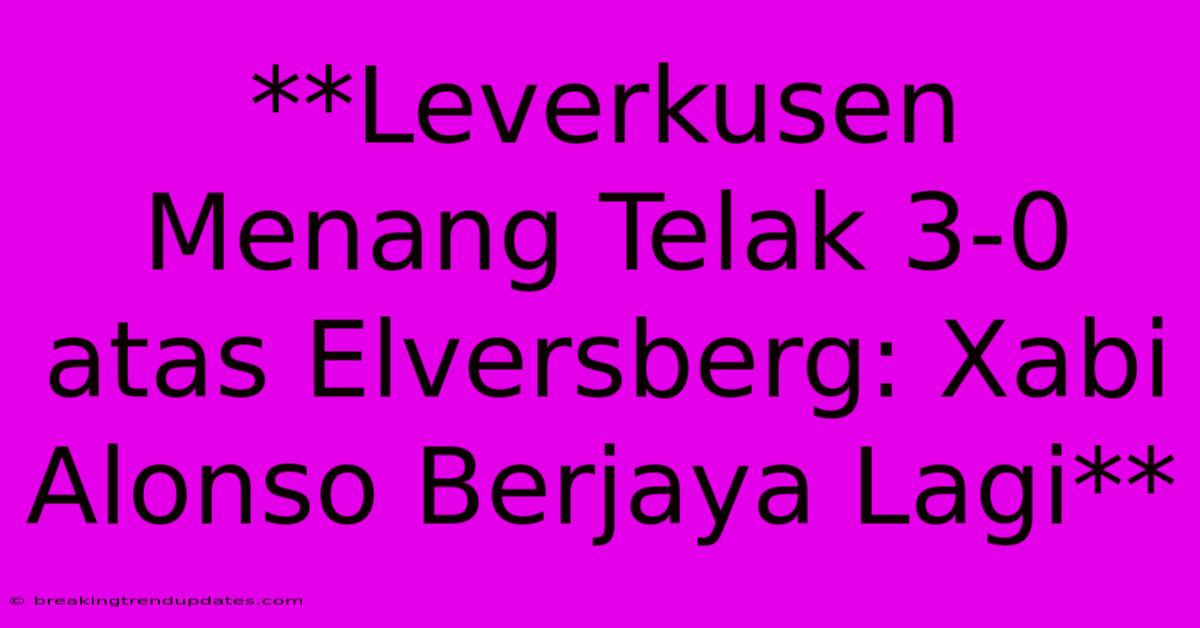 **Leverkusen Menang Telak 3-0 Atas Elversberg: Xabi Alonso Berjaya Lagi**