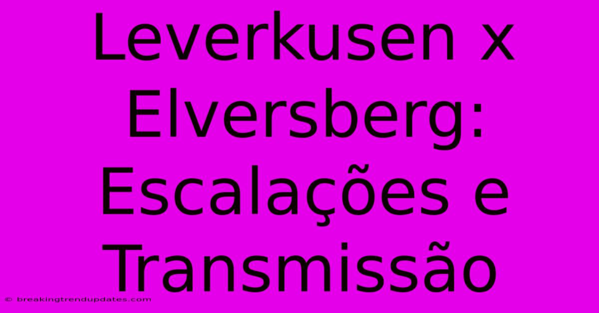Leverkusen X Elversberg: Escalações E Transmissão