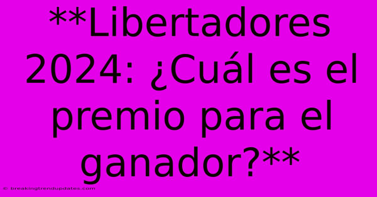 **Libertadores 2024: ¿Cuál Es El Premio Para El Ganador?**