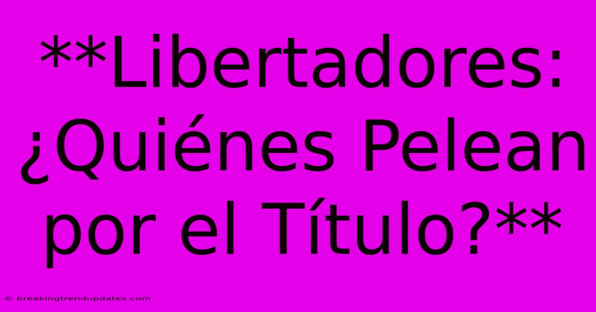 **Libertadores: ¿Quiénes Pelean Por El Título?**