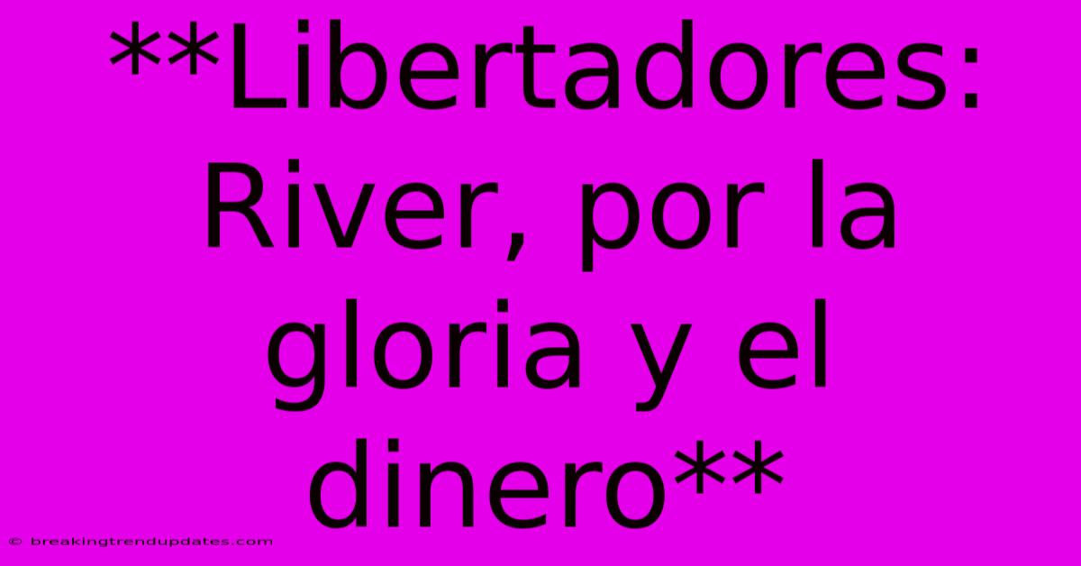 **Libertadores: River, Por La Gloria Y El Dinero**