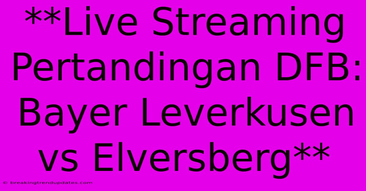 **Live Streaming Pertandingan DFB: Bayer Leverkusen Vs Elversberg** 