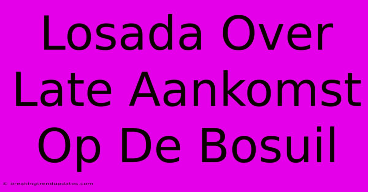 Losada Over Late Aankomst Op De Bosuil Losada Over Late Aankomst Op De Bosuil