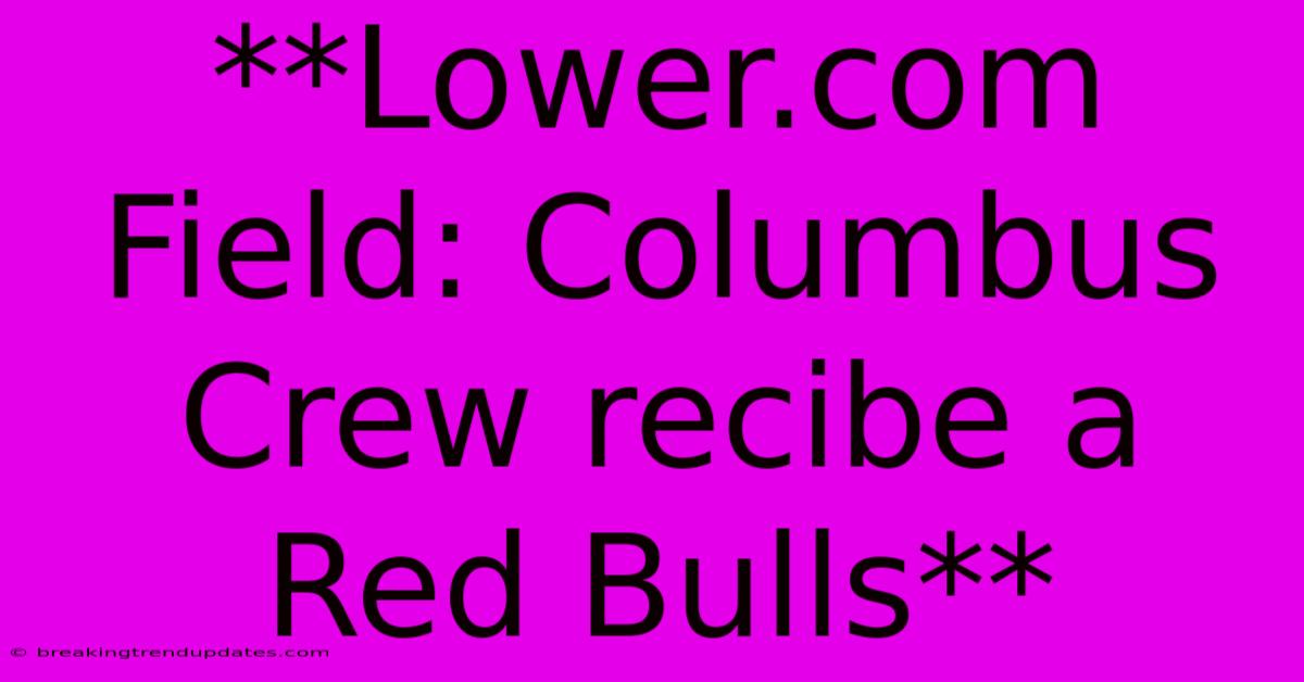 **Lower.com Field: Columbus Crew Recibe A Red Bulls**