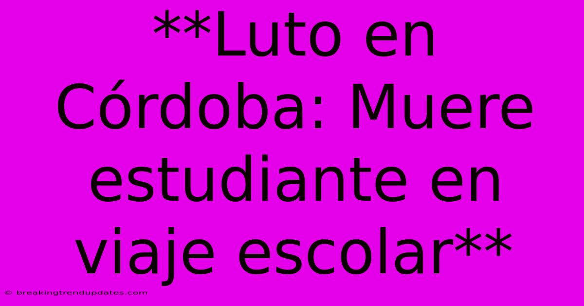 **Luto En Córdoba: Muere Estudiante En Viaje Escolar**