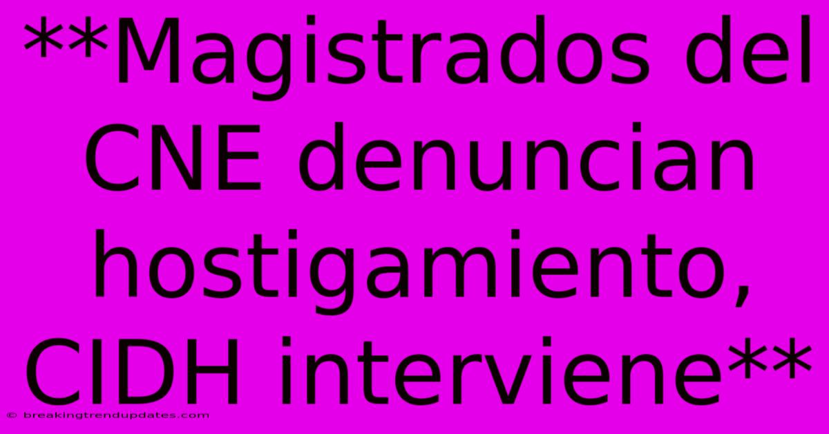 **Magistrados Del CNE Denuncian Hostigamiento, CIDH Interviene** **Magistrados Del CNE Denuncian Hostigamiento, CIDH Interviene**