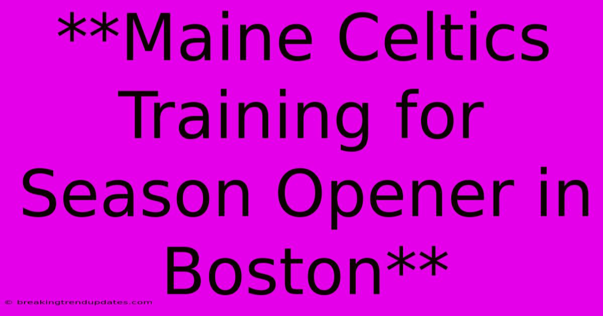 **Maine Celtics Training For Season Opener In Boston** **Maine Celtics Training For Season Opener In Boston**