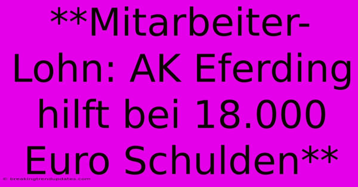 **Mitarbeiter-Lohn: AK Eferding Hilft Bei 18.000 Euro Schulden**