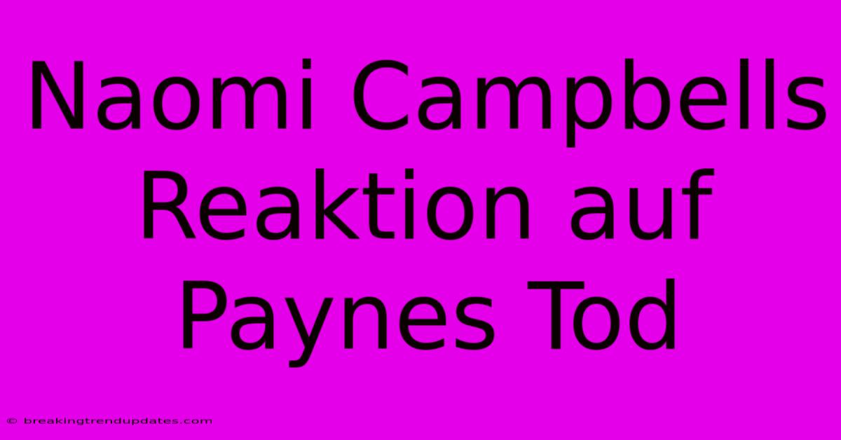 Naomi Campbells Reaktion Auf Paynes Tod Naomi Campbells Reaktion Auf Paynes Tod