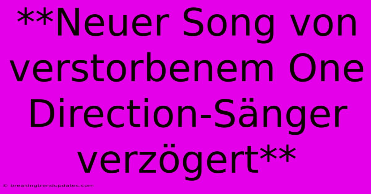**Neuer Song Von Verstorbenem One Direction-Sänger Verzögert**