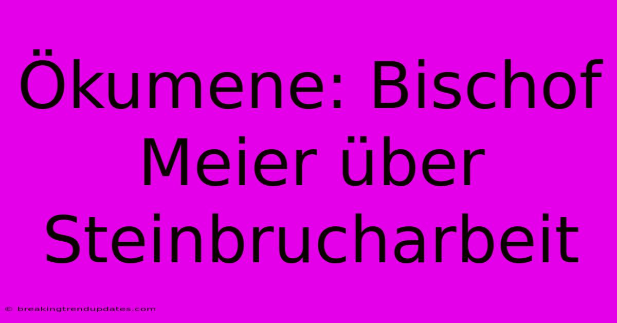 Ökumene: Bischof Meier Über Steinbrucharbeit Ökumene: Bischof Meier Über Steinbrucharbeit