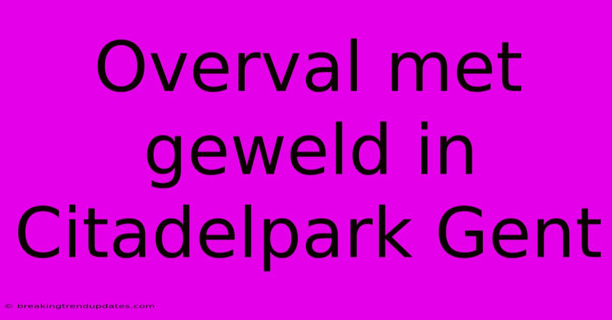 Overval Met Geweld In Citadelpark Gent 