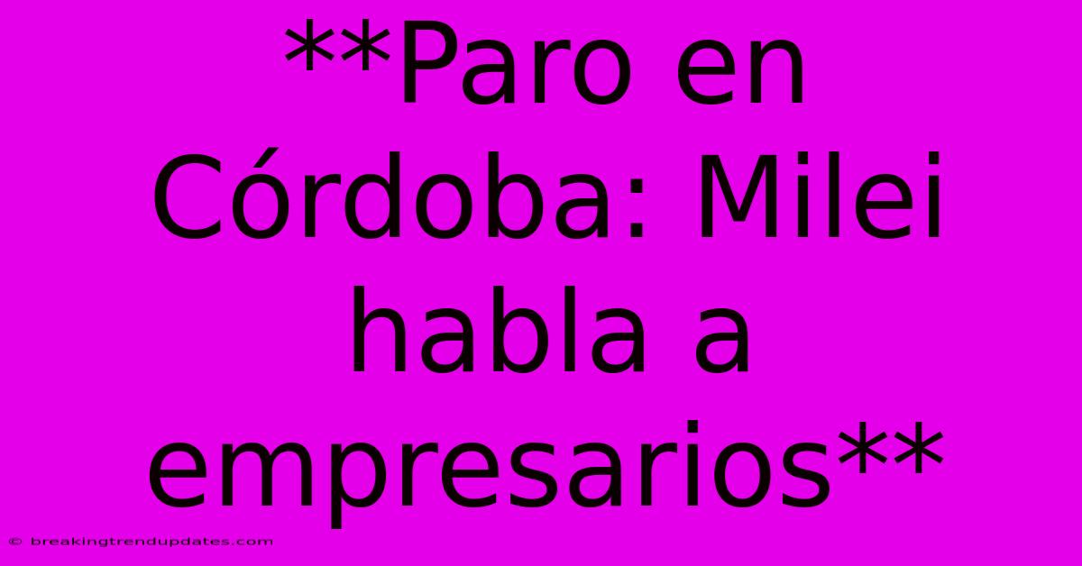 **Paro En Córdoba: Milei Habla A Empresarios**