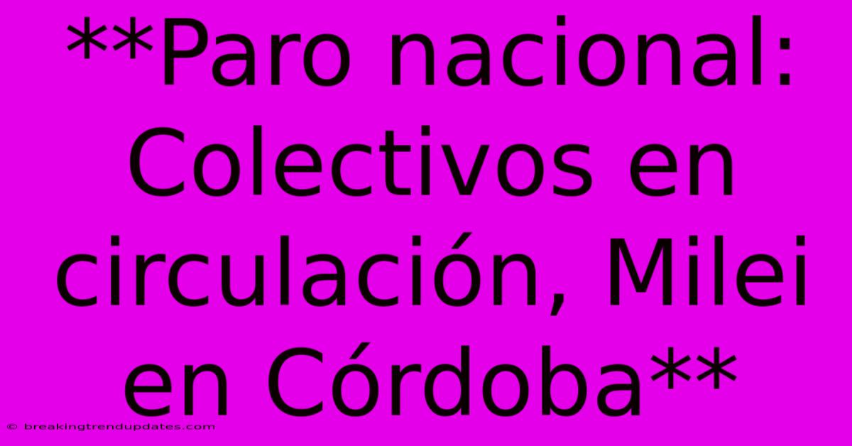 **Paro Nacional: Colectivos En Circulación, Milei En Córdoba** 