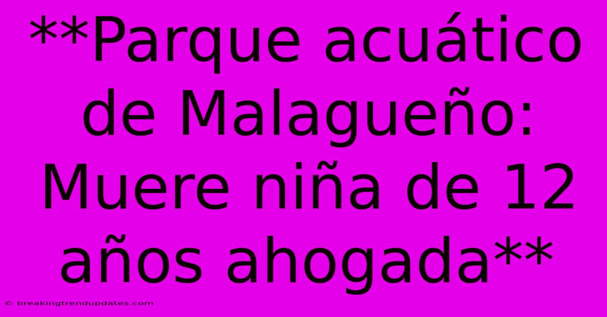 **Parque Acuático De Malagueño: Muere Niña De 12 Años Ahogada**