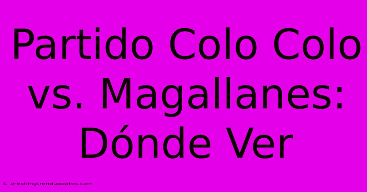 Partido Colo Colo Vs. Magallanes: Dónde Ver