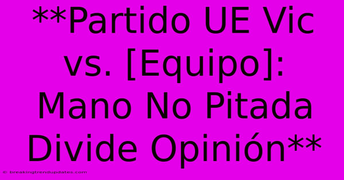 **Partido UE Vic Vs. [Equipo]: Mano No Pitada Divide Opinión**