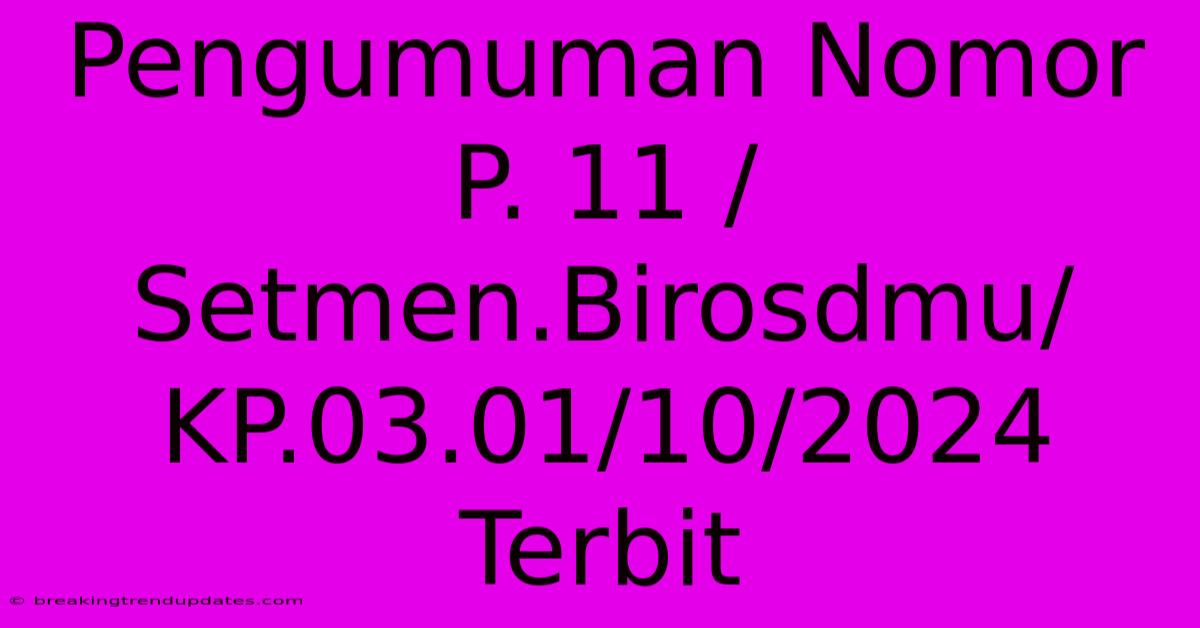 Pengumuman Nomor P. 11 /Setmen.Birosdmu/KP.03.01/10/2024 Terbit 