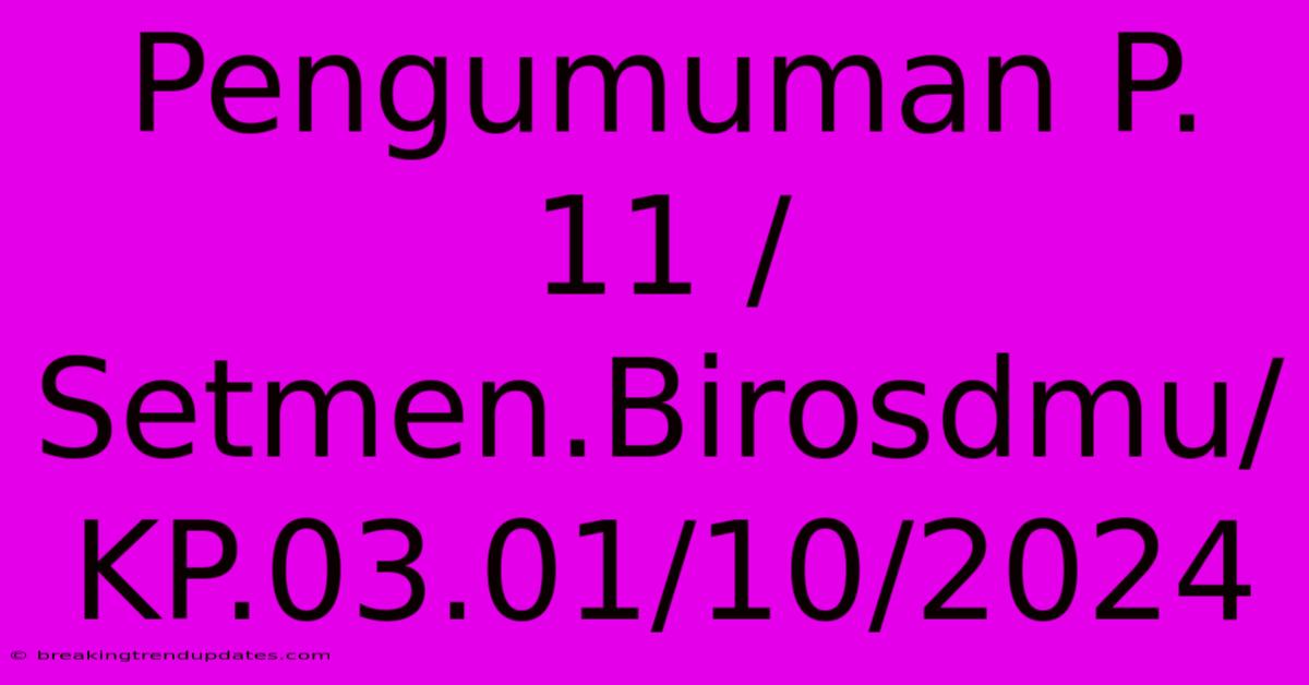 Pengumuman P. 11 /Setmen.Birosdmu/KP.03.01/10/2024
