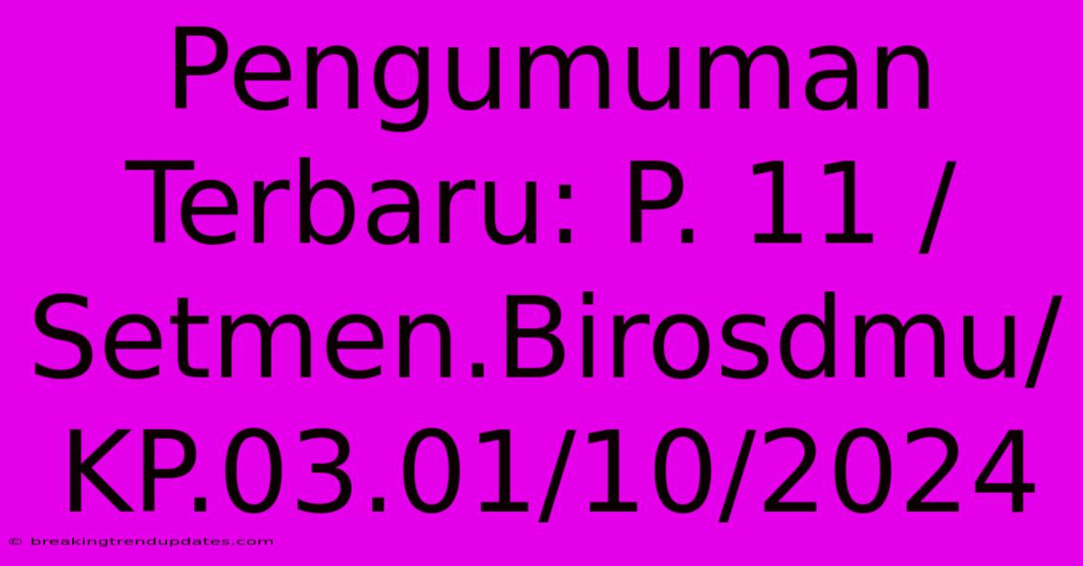 Pengumuman Terbaru: P. 11 /Setmen.Birosdmu/KP.03.01/10/2024