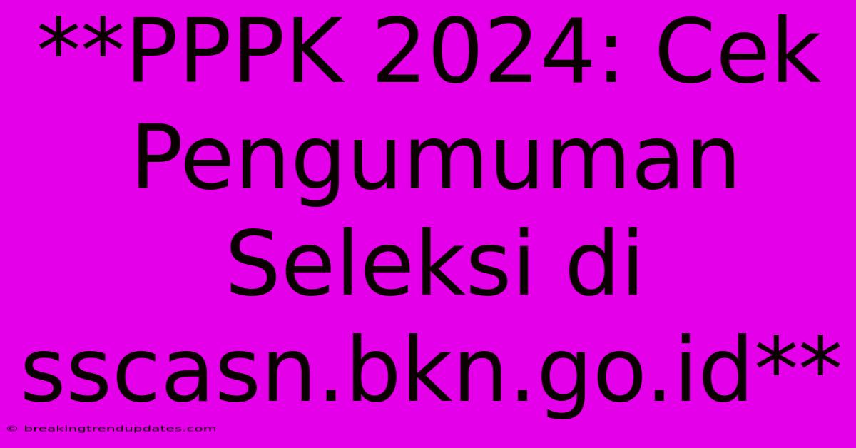 **PPPK 2024: Cek Pengumuman Seleksi Di Sscasn.bkn.go.id** 