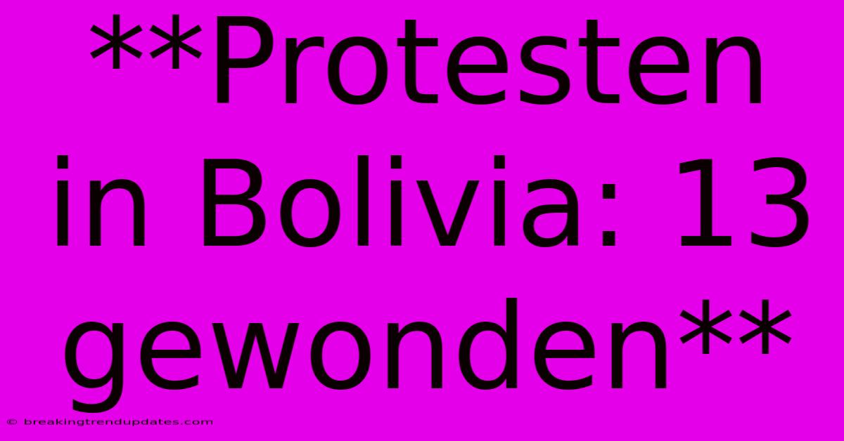 **Protesten In Bolivia: 13 Gewonden**