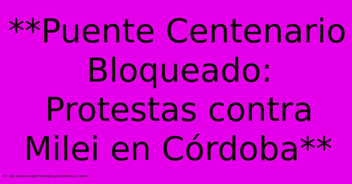 **Puente Centenario Bloqueado: Protestas Contra Milei En Córdoba** **Puente Centenario Bloqueado: Protestas Contra Milei En Córdoba**