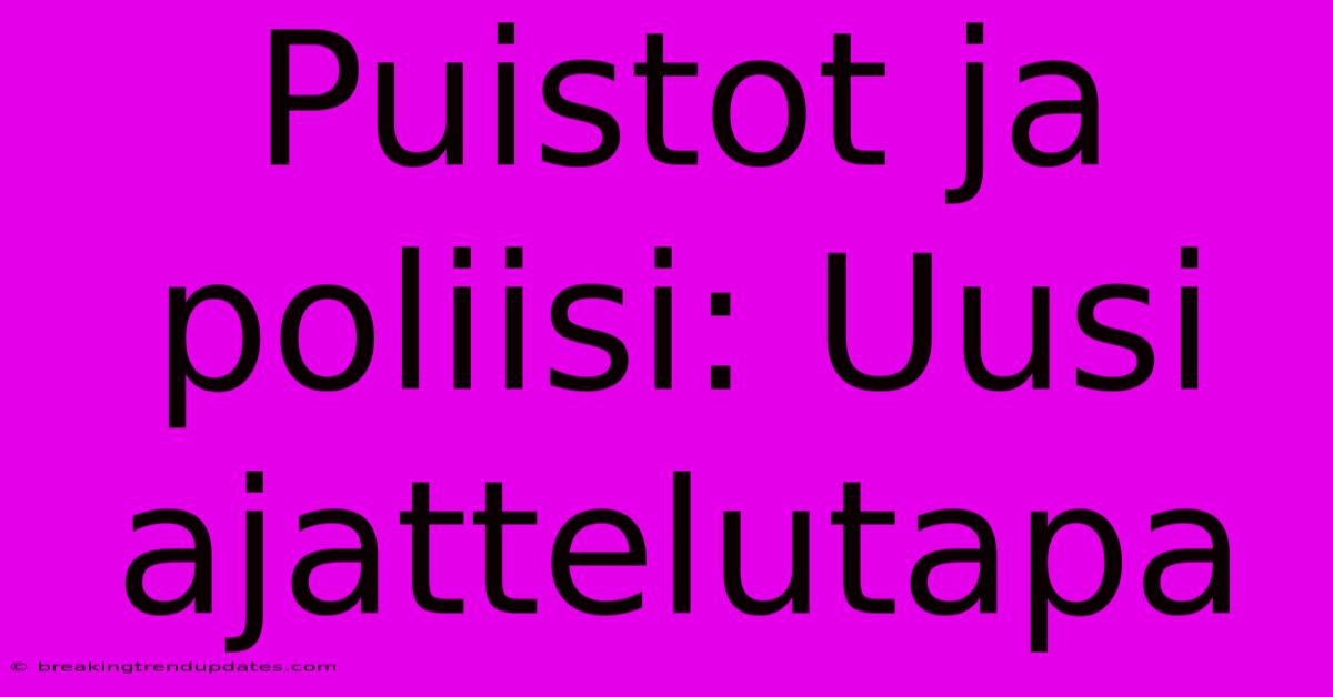 Puistot Ja Poliisi: Uusi Ajattelutapa