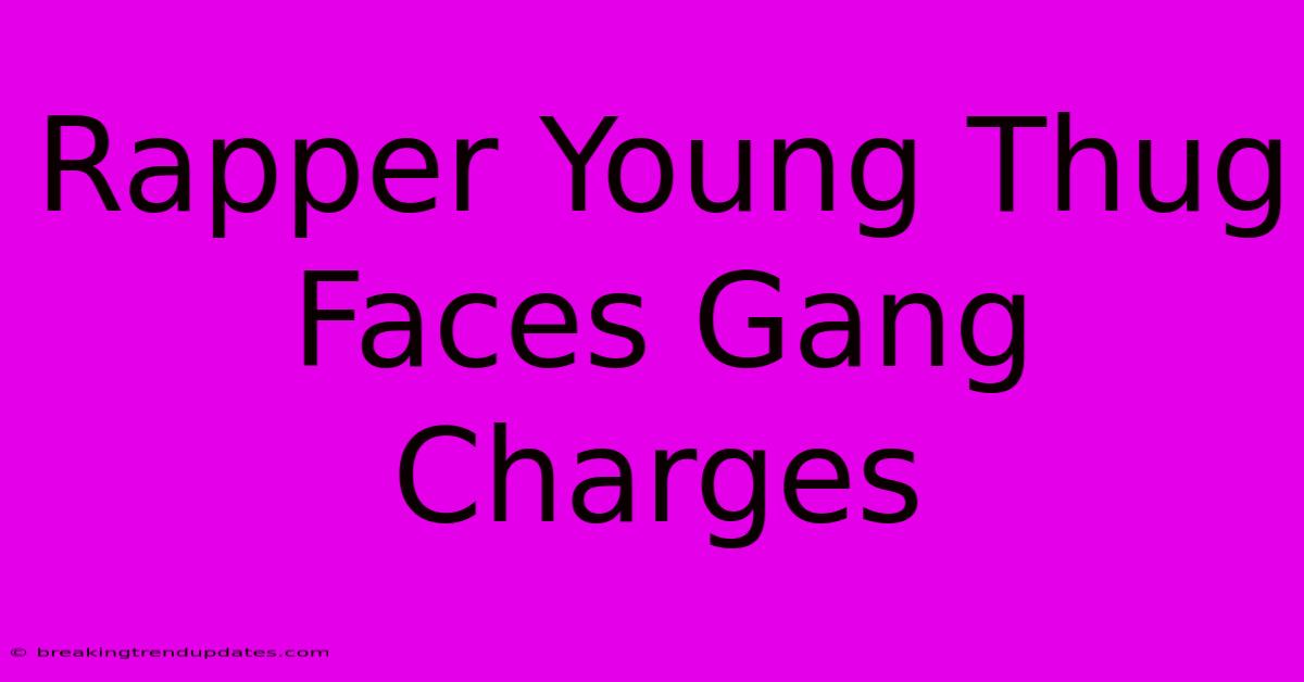 Rapper Young Thug Faces Gang Charges Rapper Young Thug Faces Gang Charges