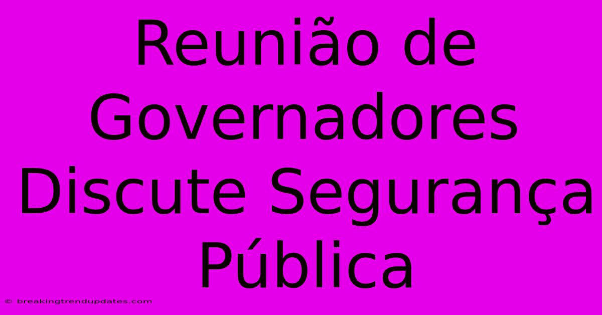 Reunião De Governadores Discute Segurança Pública