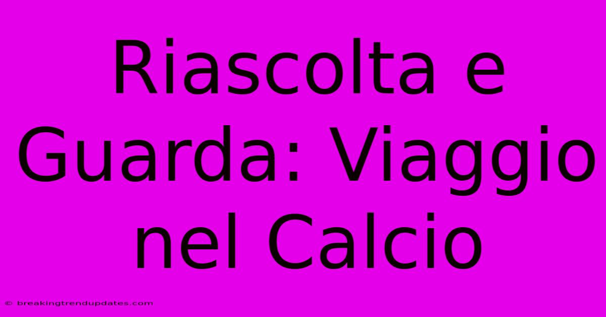 Riascolta E Guarda: Viaggio Nel Calcio