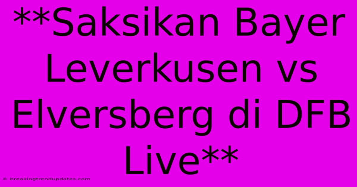 **Saksikan Bayer Leverkusen Vs Elversberg Di DFB Live**
