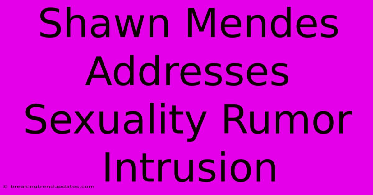 Shawn Mendes Addresses Sexuality Rumor Intrusion 