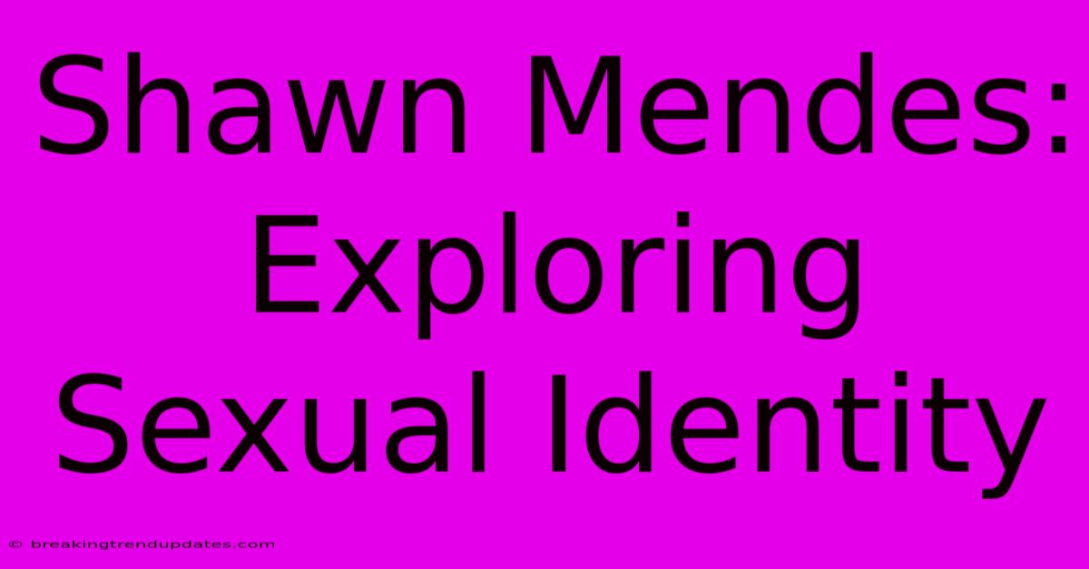 Shawn Mendes:  Exploring Sexual Identity 