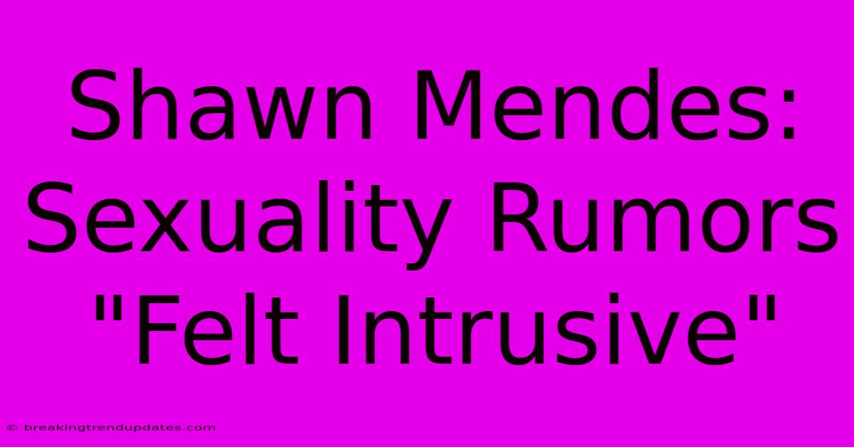 Shawn Mendes: Sexuality Rumors 