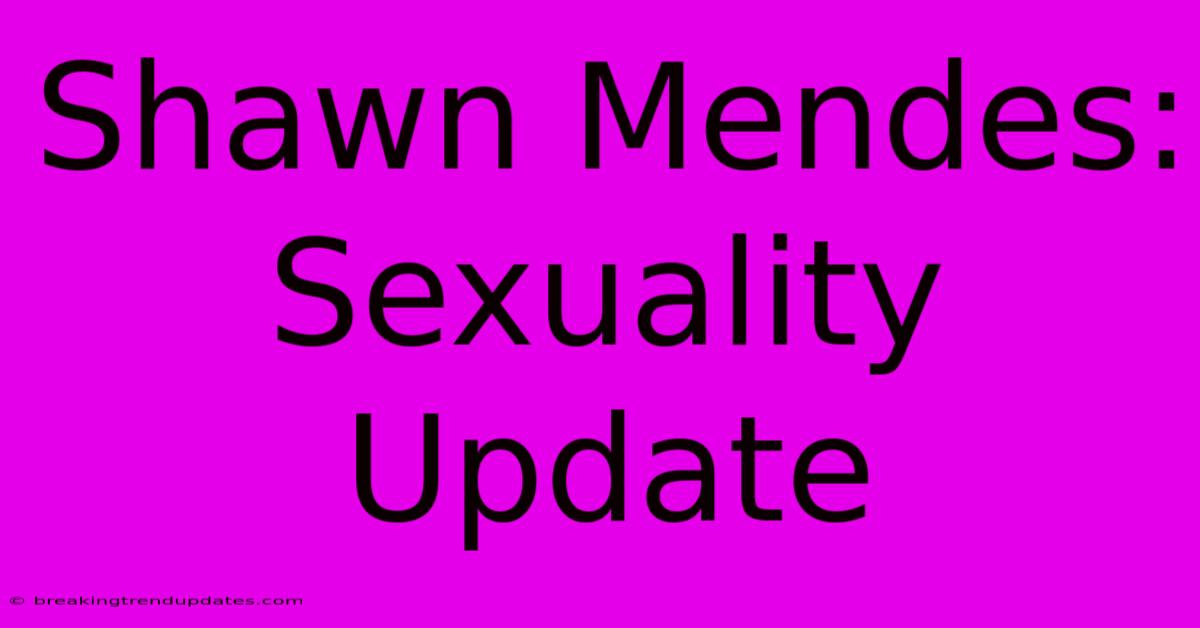 Shawn Mendes: Sexuality Update 
