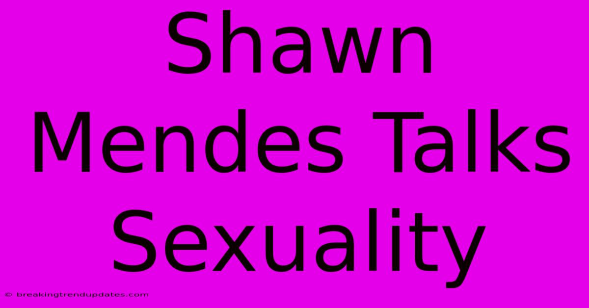 Shawn Mendes Talks Sexuality 
