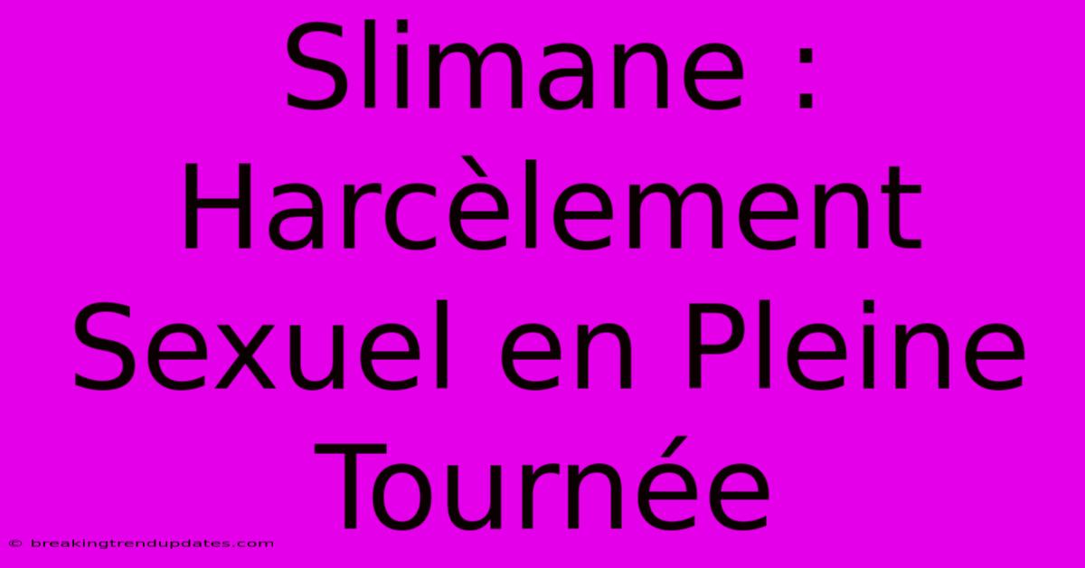 Slimane : Harcèlement Sexuel En Pleine Tournée