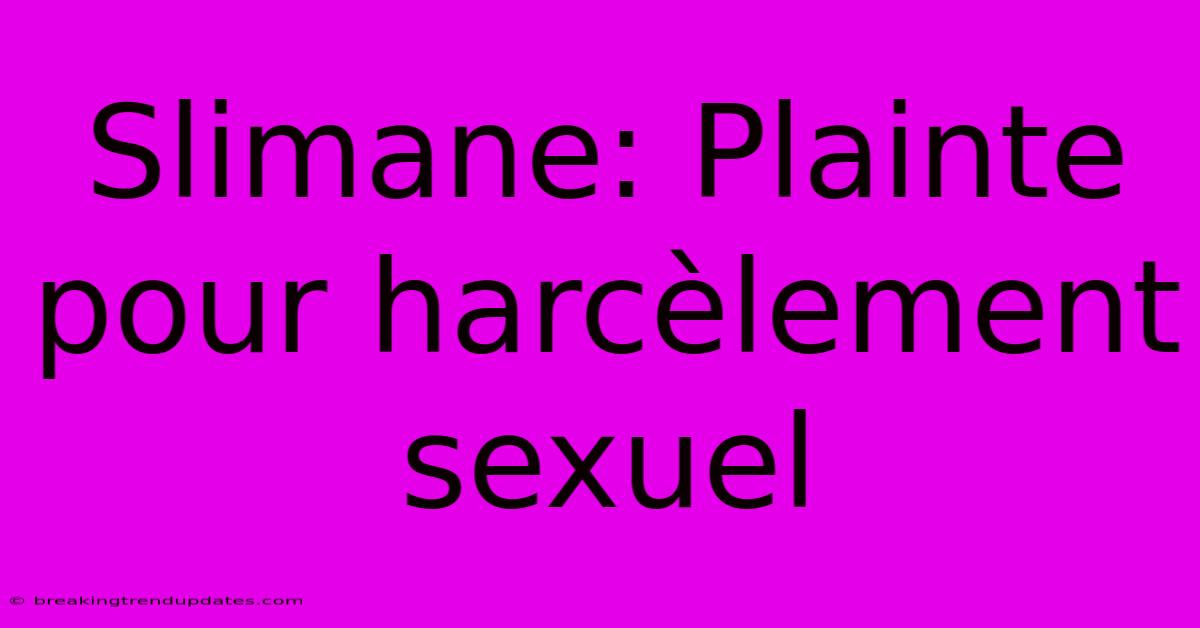 Slimane: Plainte Pour Harcèlement Sexuel