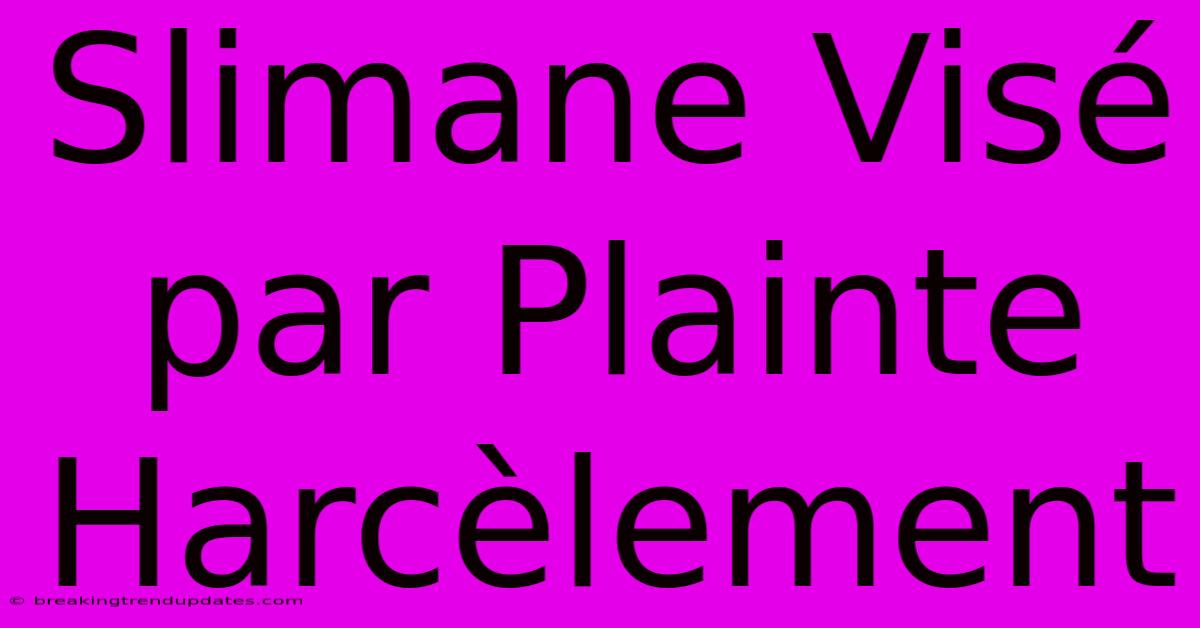 Slimane Visé Par Plainte Harcèlement 
