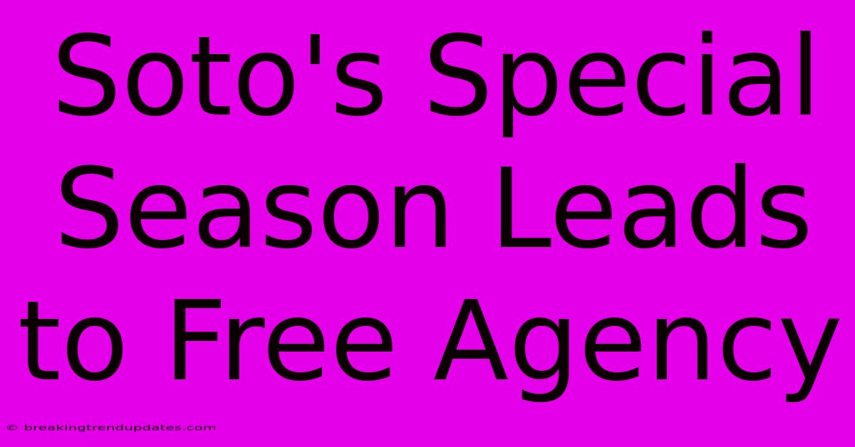 Soto's Special Season Leads To Free Agency Soto's Special Season Leads To Free Agency
