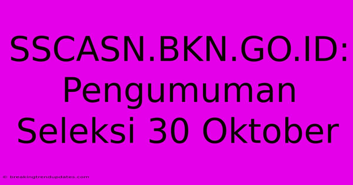 SSCASN.BKN.GO.ID: Pengumuman Seleksi 30 Oktober
