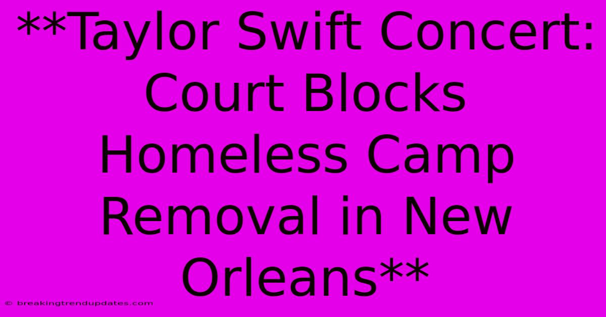 **Taylor Swift Concert: Court Blocks Homeless Camp Removal In New Orleans** 