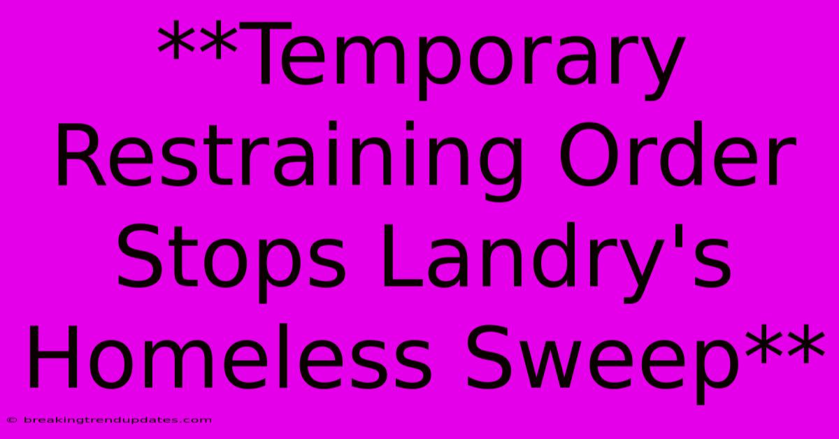 **Temporary Restraining Order Stops Landry's Homeless Sweep**